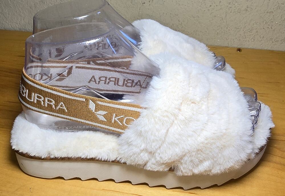 UGG Koolaburra FUZZ'N II Slippers Women's Size 5 White Slides Bedroom Shoes